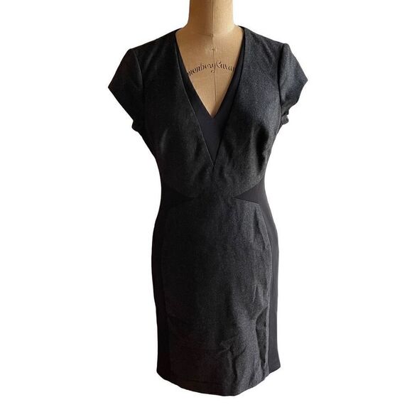 SUSAN MONACO | black & dark gray wool blend midi dress 6 - Picture 1 of 11